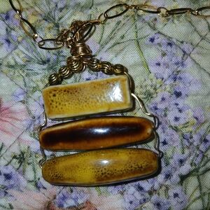Artisan Gold and Brown Necklace